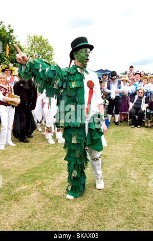 Der "grüne Mann" ein Morris tanzen traditionelle Rolle der Hofnarr und Ansager von Oyster Morris vereint. Stockfoto