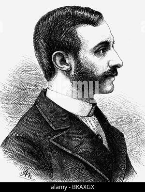 Alfonso XII, 28.11.1857 - 25.11.1885, König von Spanien 29.12.1874 - 25.11.1885, Porträt, Holzgravur von Adolf Neumann, ca. 1880, Stockfoto