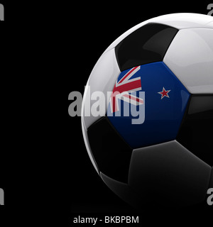 New Zealand Fußball auf schwarzem Hintergrund Stockfoto