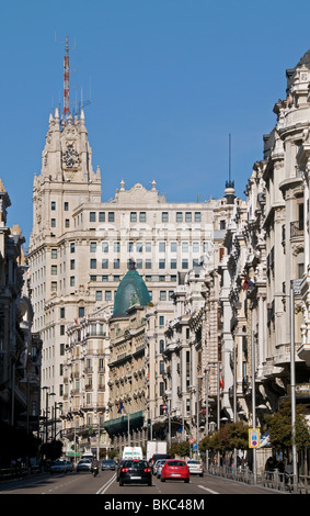 Madrid Spanien Spanisch Gran Via Telefonica Gebäude Stockfoto