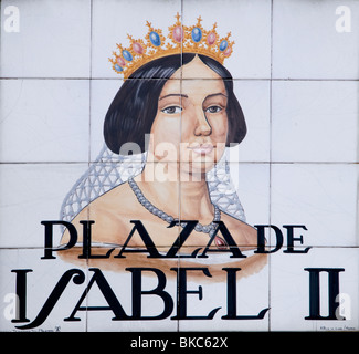 Plaza de Isabel II Madrid Spanien Straßenschild Name Stockfoto