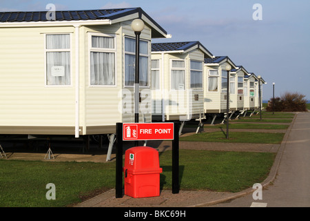 Große Ferien Park Website Wohnwagen und Hütten zum Verkauf oder zur Miete. Stockfoto