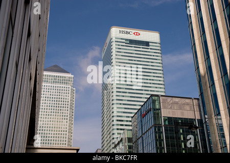 HSBC-Gebäude in Londons Canary Wharf an einem sonnigen Frühlingsmorgen, 2010 Stockfoto