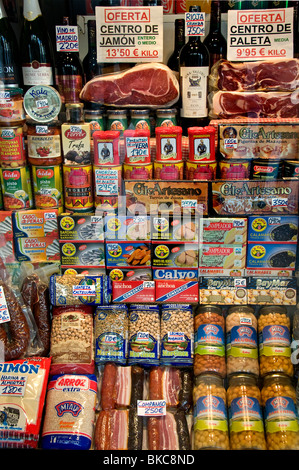 Plaza Mayor Madrid Spanien spanische Lebensmittel Lebensmittelhändler Stockfoto