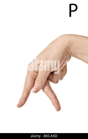 Weibliche Hände Rechtschreibung der ASL Fingeralphabet Stockfoto