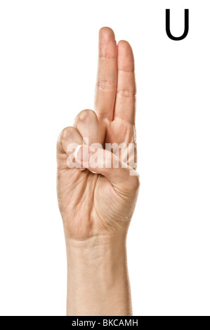 Weibliche Hände Rechtschreibung der ASL Fingeralphabet Stockfoto