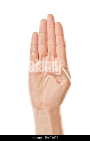 Weibliche Hände Rechtschreibung der ASL Fingeralphabet Stockfoto