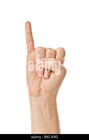 Weibliche Hände Rechtschreibung der ASL Fingeralphabet Stockfoto