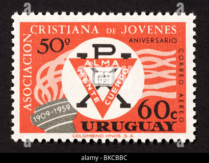 Luftpost Stempel aus Uruguay für den 50' Jahrestag des CVJM in Uruguay. Stockfoto