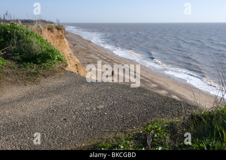 Am Ende der Straße durch Küstenerosion Straße und Klippen bei Covehithe Suffolk East Anglia England United Kingdom Stockfoto