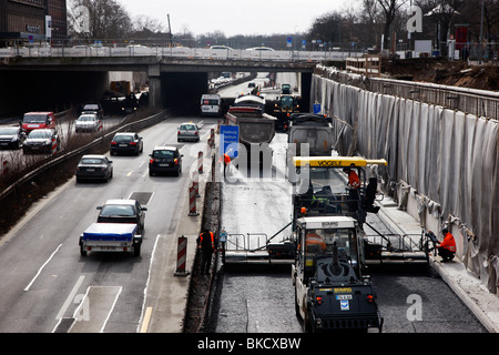 Baugebiet auf der Autobahn A59, Duisburg, NRW, Deutschland, Europa Stockfoto