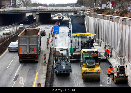 Baugebiet auf der Autobahn A59, Duisburg, NRW, Deutschland, Europa Stockfoto