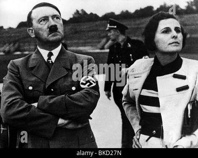 Riefenstahl, Leni, 22.8.1902 - 8.9.2003, deutsche Schauspielerin, Regisseure, halbe Länge, mit Adolf Hitler, Zeppelinfeld, Luitpoldhain, Nürnberg, ca. 1935, Stockfoto