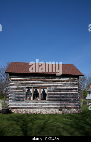 Hopson-Hornak Log Cabin 1862 historische Dorf La Coruña Michigan USA, durch Dembinsky Foto Assoc Stockfoto