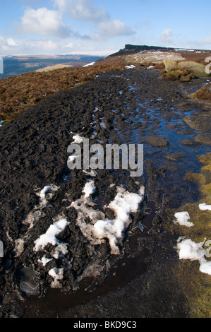 Eine sumpfige Spur entlang Derwent Rand, Derwent Moors, Peak District in Derbyshire, England, UK Stockfoto