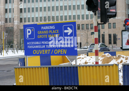 Parkplatz Schild in Brüssel, Belgien Stockfoto