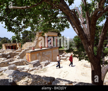 Norden Pfeilerhalle, minoische Palast von Knossos (Knosos), Heraklion (Irakleio), Region Irakleio, Kreta (Kriti), Griechenland Stockfoto