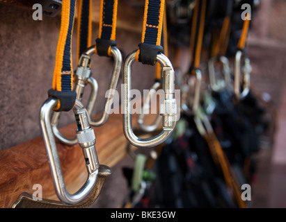 Eine neue Attraktion im Mehrangarh Fort Jodhpur Rajasthan, eine der größten Festungen in Indien ist der Flying Fox. Stockfoto