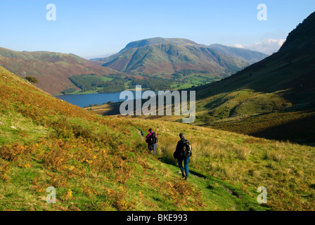 Buttermere Fells über Crummock Wasser von Skala Beck, Lake District, Cumbria, England, UK, Europa Stockfoto