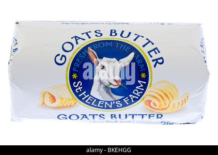 250 Gramm Block St Helens Bauernhof Ziegen Butter Stockfoto