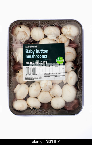 Körbchen Pack von Sainsbury's Baby Champignons Stockfoto