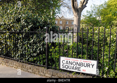 Canonbury Square und Zeichen Islington London England UK Stockfoto