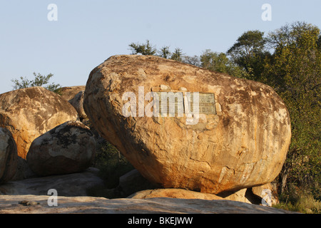 Krüger-Tabletten Denkmal Rock, Krüger Nationalpark, Südafrika Stockfoto