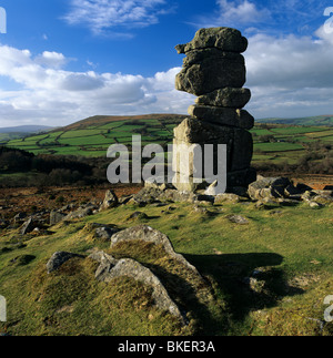 Bowermans Nase verwitterten Granit Felsen auf Hayne, in der Nähe des Dorfes Manaton in Dartmoor Stockfoto