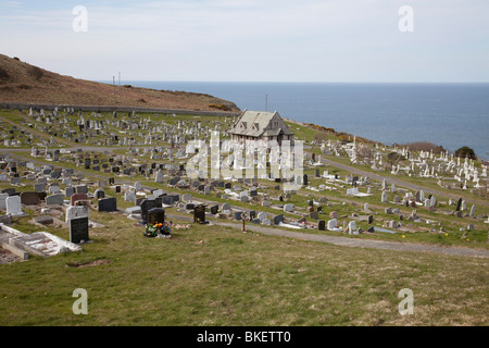 Die alten walisischen Kirche von Saint Tudno liegen in einer geschützten Mulde auf der nördlichen Seite der Great Orme, Llandudno, Wales Stockfoto