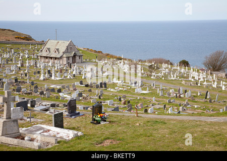 Die alten walisischen Kirche von Saint Tudno liegen in einer geschützten Mulde auf der nördlichen Seite der Great Orme, Llandudno, Wales Stockfoto