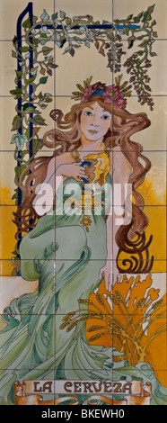 Frau Mädchen Art Deco Jugendstil Jugendstil Madrid Stockfoto