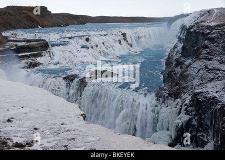 Gullfoss - also Goldene Wasserfall - Wasserfall in der Nähe von Reykjavik, Island Stockfoto