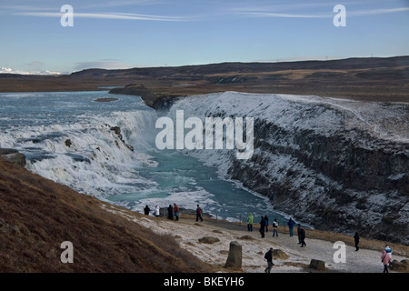 Gullfoss - also Goldene Wasserfall - Wasserfall in der Nähe von Reykjavik, Island Stockfoto