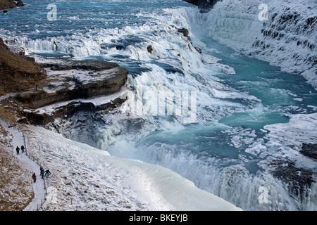 Gullfoss - also Goldene Wasserfall - Wasserfall in der Nähe von Reykjavik, Island Stockfoto