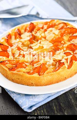 Frisch gebackene Aprikose und Mandel Kuchen dessert Stockfoto