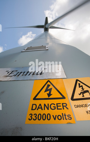 Windkraftanlagen im Windpark Lambrigg im Besitz von N macht, in der Nähe von Sedburgh, Cumbria, UK. Stockfoto