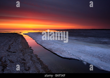 Sonnenuntergang an der Ostseeküste, Insel Saaremaa, Estland. Stockfoto