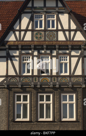 Giebel eines Fachwerkhauses in Goslar, Deutschland Stockfoto