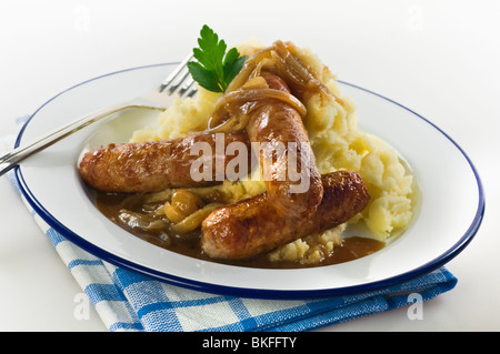 Würstchen und Maische Stockfoto