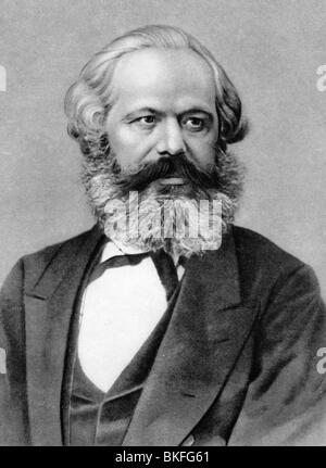 Marx, Karl, 5.5.186 - 14.3.1883, deutscher Philosoph, Porträt, Zeichnung nach Foto, von 1867, Stockfoto