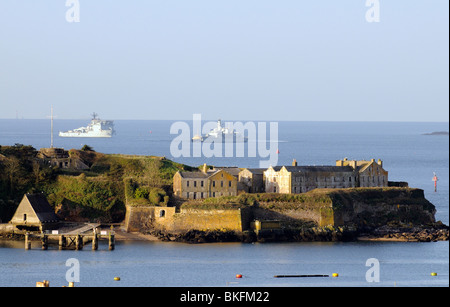 Drakes Island am Plymouth Sound Devon England UK Stockfoto