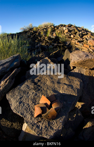 Töpferei Gitarrennoten an den Wänden von Pueblo La Plata, Agua Fria National Monument, Arizona Stockfoto