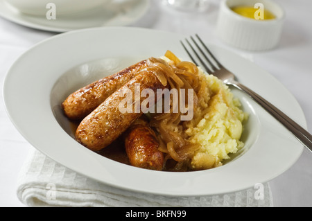 Würstchen und Maische Stockfoto