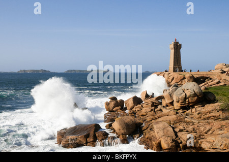 Rosa Granit Küste Ploumanac'h Brittany France Stockfoto