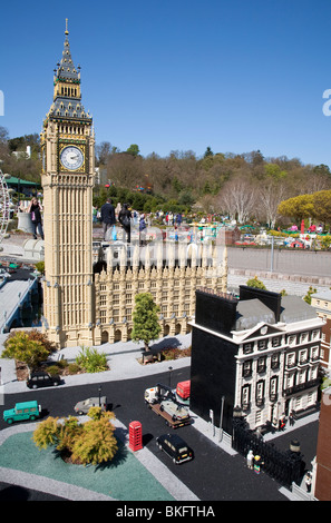 LEGO-Modelle von Big Ben, Houses of Parliament und Nummer 10 Downing Street im Miniland, LEGOLAND Windsor Stockfoto