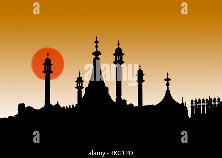 Silhouette der Türme des Royal Pavilion Brighton England UK Stockfoto