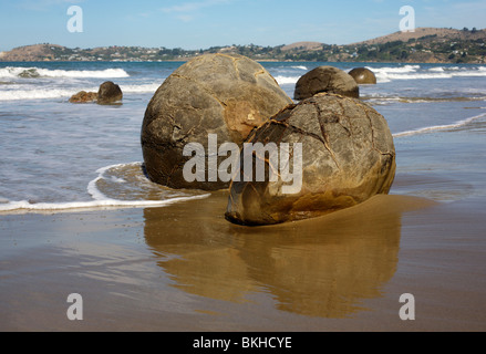 Die Moeraki Boulders in der Nähe von Oamaru auf der Südinsel Neuseelands Stockfoto