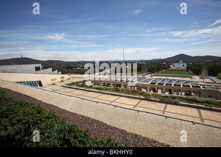 Blick vom Dach des New Parliament House, Canberra, ACT, Australia Stockfoto