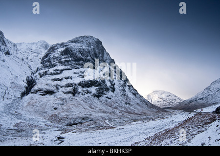 Großbritannien - Schottland, Highlands-Glen Coe Pass-verschneite Landschaft Stockfoto