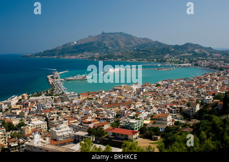 Die Hauptstadt von der Ionischen Insel Zakynthos (Zante) aus über Griechenland, Stadt von Zakynthos Stockfoto